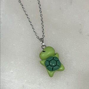 Green Turtle Pendant Necklace